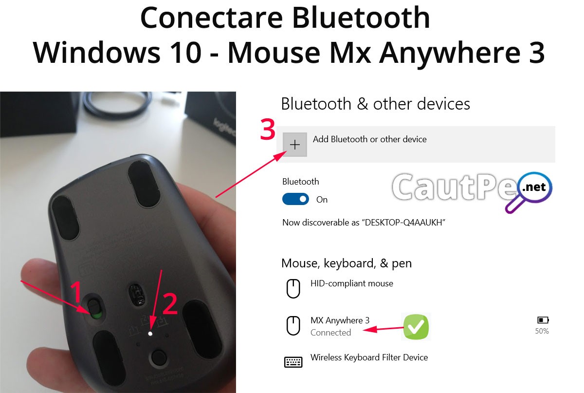 Conectare Bluetooth Windows10 Mouse Mx Anywhere 3